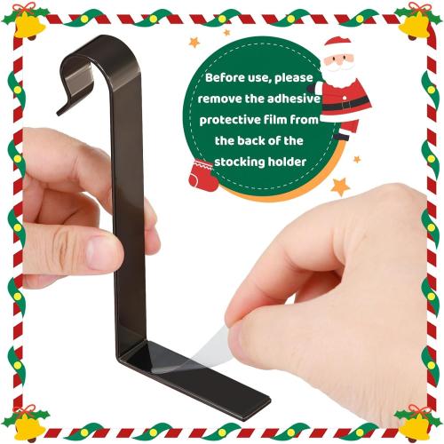 Stocking Holders for Mantle, Christmas Stocking Hooks, 4 Pack Stocking Hangers for Mantel, Non-Skid Stocking Hangers, Lightweight Stocking Hooks for Fireplace Home Party Decor