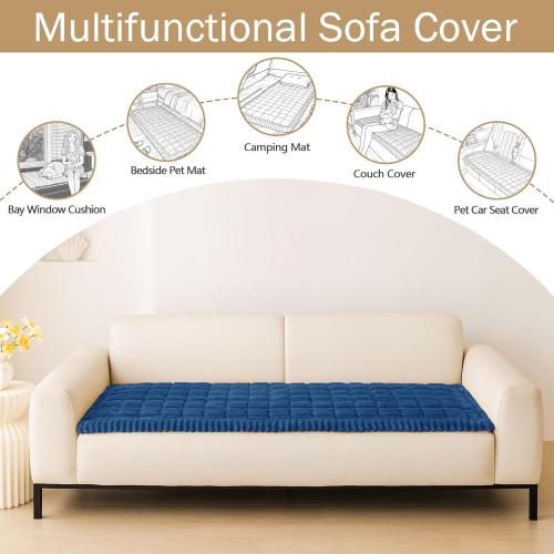 hyha Couch Covers for Dogs Washable, Non Slip Plush Dog Sofa Protectors, Fuzzy Pet Couch Covers for 3 Cushion Sofa Pet Friendly (Navy Blue, 27.6 x 59) NEEDS CLEANING