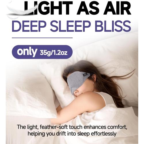 Mavogel Cotton Sleep Eye Mask - Updated Design Light Blocking with Adjustable Nose Bridge, Soft and Comfortable Night Eye Mask for Men Women, Eye Blinder for Shift Work, Includes Travel Pouch, Grey