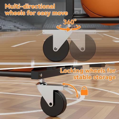 Basketball Racks for Balls, Heavy Duty Ball Cart with Wheels, Basketball Storage 3-Tier 20-Ball Heavy Duty Ball Cart for Gym Garage,Drop Pin for Shooters Preference
