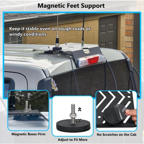 TOPOWN Metal Drill-Free Light Bar Cab Mount for Ford F-150 (2015 ) for Ford F-250-F-550 (2017 ), Fit for Magnetic Light Bar and Magnetic Antenna, Support Bolt-on Mounting, Metal Light Bar Mount