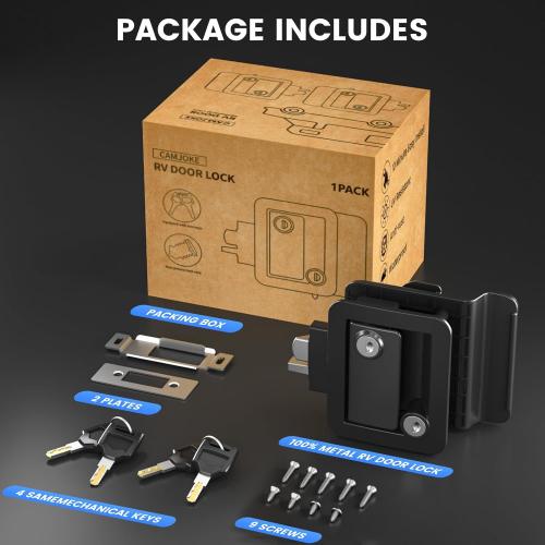 RV Door Lock for Travel Trailers with Paddle Deadbolt, Camper Entry Door Latch, RV Lock Replacement Kit with 4 Keys, for Cargo Hauler Horse Trailer Truck (2 Locks with Different Keys)