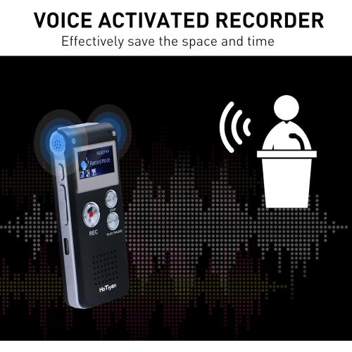 Voice Recorder 16GB Capacity Voice Activated Recording Device Digital Voice Recorder for Lectures, Meetings, Interviews Audio Recorder with USB Rechargeable WAV/MP3 Tape Recorder (16GB)