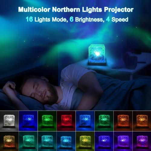 RICHMYC Ocean Wave Projector Light, 16 Colors Gradual Rotating Water Lamp with Remote Control, Beach Decor Sea Themed Northern Lights Projector for Office Bedroom Bar Restaurant(Plug in 4.7in)