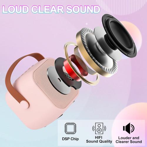 Mini Karaoke Machine for Kids Adults,Portable Bluetooth Speaker with Wireless Microphone and LED Lights,Party,Christmas,Birthday Gifts for Girls Boys,Perfect for Family Party Outdoor Travel