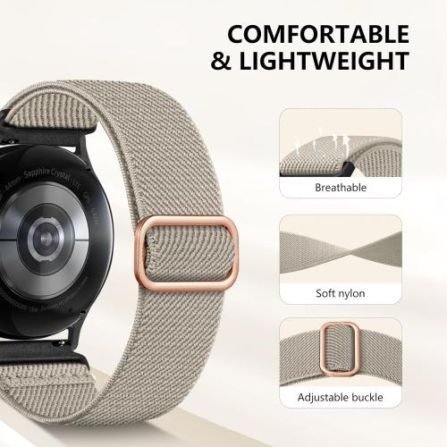 Lerobo 5 Pack Stretchy Bands Compatible with Samsung Galaxy Watch 7 6 5 4 FE Band 40mm 44mm 45mm/Watch 6 4 Classic 4 42mm 46mm 43mm 47mm/Active 2,20mm Soft Nylon Solo Loop Band Elastic Strap