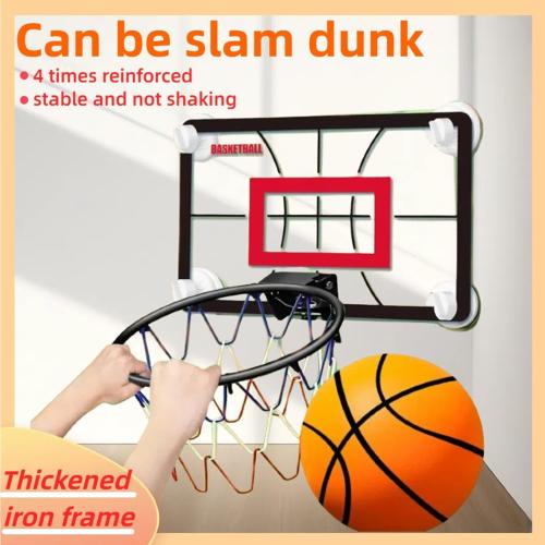 Indoor Basketball Set, 2025 Upgrade Silent Basketball with a Detachable Iron Basketball Hoop, Practicing Dribbling, Shooting, and Dunking Techniques Quietly at Any time Indoors,for Teens and Adults