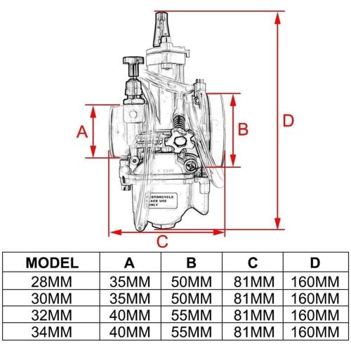 Universal Carburetor for PWK 28 30 32 34 mm 2T 4T with Power Jet Compatible for 75cc-250cc(34MM)