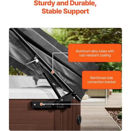 VEVOR Hydraulic Spa Cover Lift, Hot Tub Cover Lift, Adjustable Width from 69 in to 96.5 in, Mounts on Both Top Sides, Compatible with Various Sizes of Rectangular Bathtubs, Hot Tubs and Spas