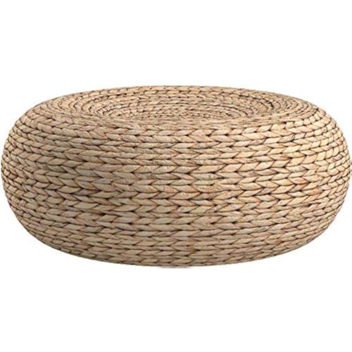 Straw Flat Seat Cushion, Handmade Floor Pouf Mat, Ottoman Footstool for Meditation, Zen, Yoga Practice or Buddha (15.7 Dia. x 6.3 H)