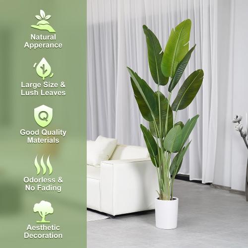 ProDeco Artificial Tree Size 6.6Ft Silk Bird of Paradise Large Big Fake Potted Plants Tall Faux Silk Floor Plants for Home Living Room Bedroom Office Decor Indoor Outdoor…