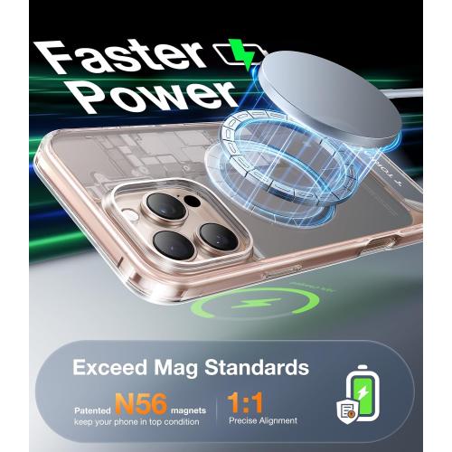 TORRAS for iPhone 16 Pro Max Case Diamond Clear | Strong Magnetic & Seamless Stand, Fit for MagSafe, Military-Grade Drop Protection, Sturdy Adjustable Built-in Kickstand, Slim Anti-Yellowing