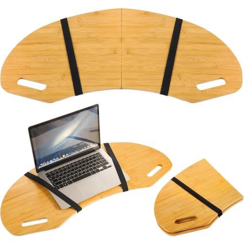 GlikCeil 29.5 Inch Wood Lap Desk with Handles Foldable Tray, Wood Color