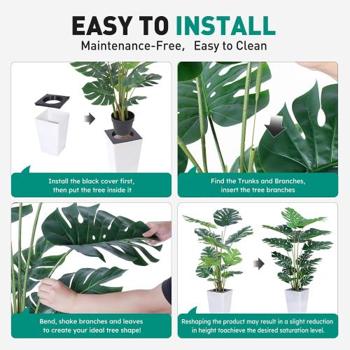 Artificial Monstera Plant 5ft, Realistic Fake Plants with Silk Leaves & Texture Trunk, Artificial Plants for Home Office Decor Indoor Outdoor Housewarming Gift