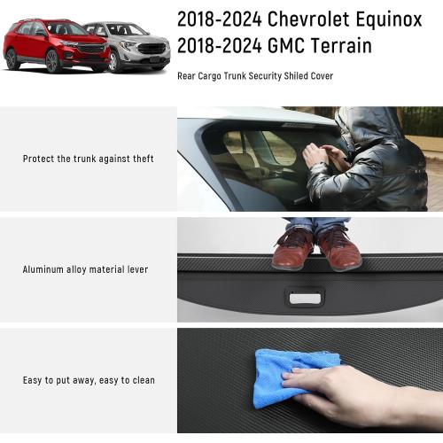 ZZEQYG Cargo Cover for 2018-2024 Chevy Chevrolet Equinox/GMC Terrain Accessories Retractable Cargo Cover Trunk Cover All Weather Shielding Shade Cargo Luggage Cover (Carbon Fiber)