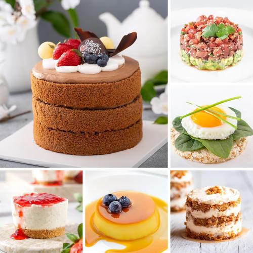 HULISEN 3” Round Cake Ring Mold, Stainless Steel Cooking Crumpet Rings | 4 Food Forms & 1 Pusher, Dishwasher Safe, Home Cooks and Bakers, Tuna Tartare, Pancakes, Salads and Mousse