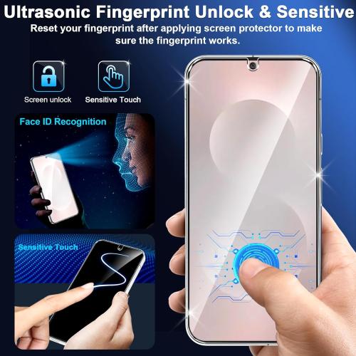 3 Pack for Samsung Galaxy S25 Edge Screen Protector Tempered Glass   3 Pack Camera Lens Protector, Military Grade Shatterproof, 9H Hardness, Fingerprint Unlock, Case Friendly 6.7 Inch