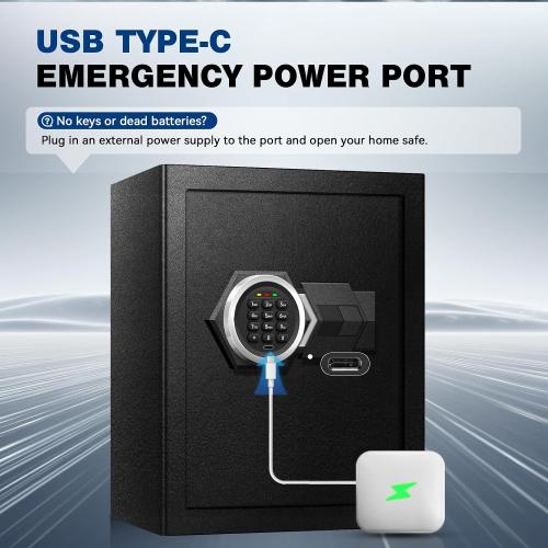 3.2 Cu Ft Large Home Safe Box with Type-C Port | Steel Security Box with Digital Electronic Keypad, Removable Shelf, Safety Lock Box for Office Documents Money Jewelry Gun
