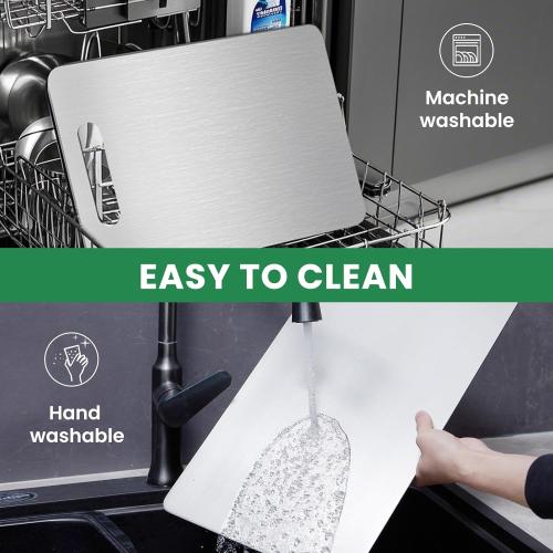 Set of 3 100% Pure Titanium Cutting Board - 13x9 Inch Non-Slip Kitchen Chopping Board, Dishwasher Safe, Scratch Resistant, Easy to Clean, Durable & Hygienic for Meat, Vegetables, and Fruits