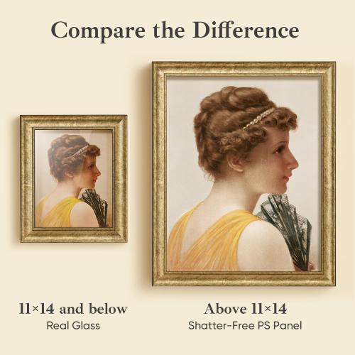 HLiWEGNS Antique Gold 24x32 Frame – Poster Frame with Aged Gold Finish – Picture Frame for 24 x 32 Artwork, Canvas Prints, Puzzles, and Wall Decor