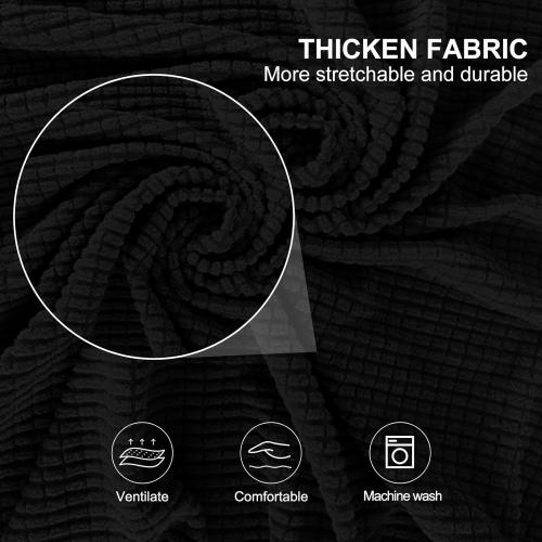 4 Pieces Stretch Couch Cover for 3 Cushion Furniture Protector Sofa Covers Washable Pet Dog Friendly Non Slip Cover with Elastic Bottom(72-92 Sofa 3 Cushion/Black)