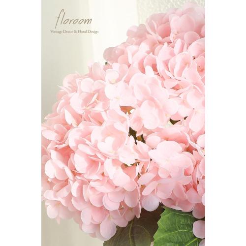 4 Pcs Real Touch Blush Pink Hydrangea Artificial Flowers, 20 Full Faux Hydrangea Flowers Fake Flowers for Home Decor Party Floral Arrangements Wedding Bouquets Centerpieces Decorations