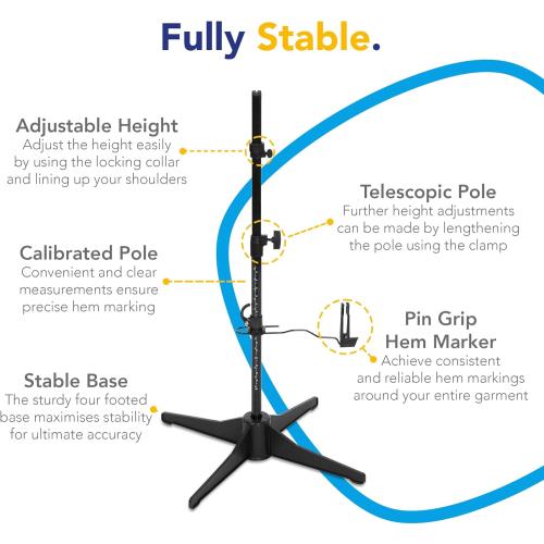 Sew Simple FG307 Adjustable Dress Form Black M-L (US Dress Size 10-16) 8 Part Female Sewing Mannequin   Pin Grip Hem Marker