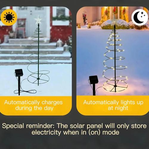 Solar Spiral Tree Lights，Solar Metal LED Christmas Tree Decoration Light, Christmas Decoration for Home Garden Lawn Patio Yard (Multicolor)