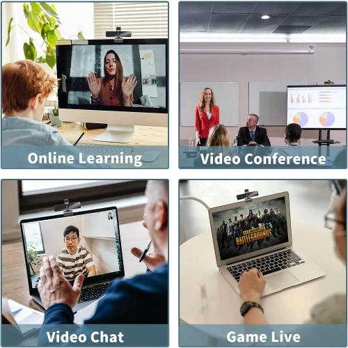 Webcam with Microphone and Privacy Cover, FHD Webcam 1080p, Desktop or Laptop and Smart TV USB Camera for Video Calling, Stereo Streaming and Online Classes