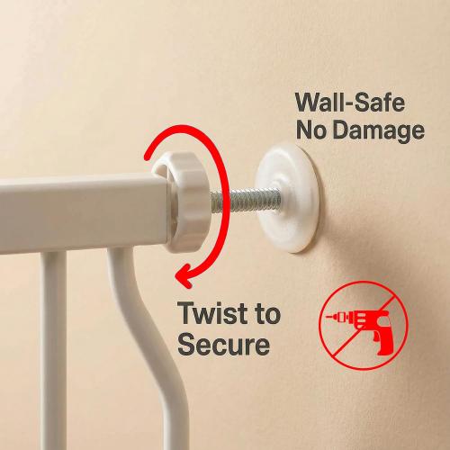 Narrow Baby Gate 24.4-29 Inch Wide Stairs Tension Pet Dog Gates Indoor for Doorways No Drilling Pressure Mounted Metal Pet Gates for Kids