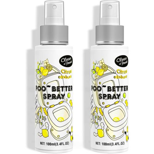 Clean-n-Fresh Toilet Spray, 6.8 Fl.oz Poo Spray | Up to 400  Uses, 100% Natural Plant Essential Oil Citrus Scent, Bathroom Deodorizer