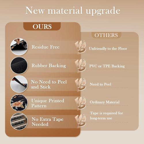 OJIA Floral Stair Treads Non-Slip Carpet Stair Treads for Wooden Steps Indoor 15PCS 30x8 Stair Runner Stair Mats Staircase Step Treads for Kids, Elders and Dogs, Stair Covers, Black