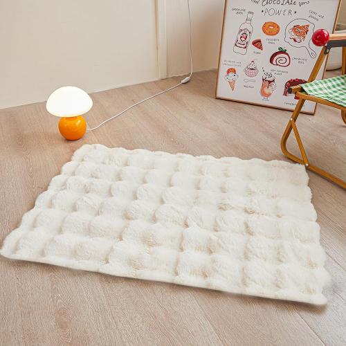 Creamy White Rabbit Plush, Fluffy Faux Fur Shaggy Area Rug