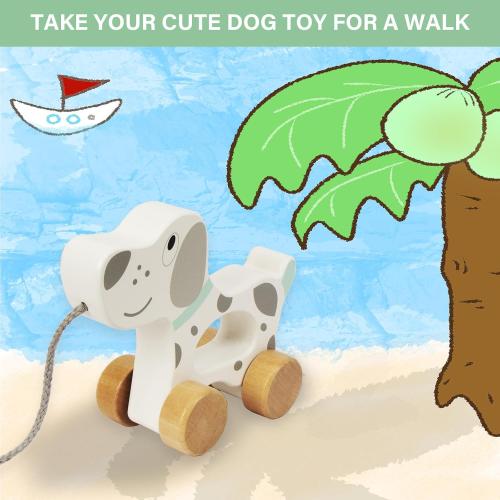 Baby Toys Car,Wooden Pull Along Toddler Toy, Developmental Toy for 1 Year Old Girl Boy Birthday Gift (Dog)