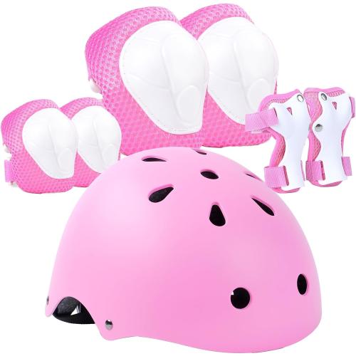 Kids Bike Helmet and Pads Set, Adjustable Toddler Helmet for Ages 2-14, CPSC Certified, with Knee Elbow Wrist Guards for Biking, Skateboarding, Skating, Scooter