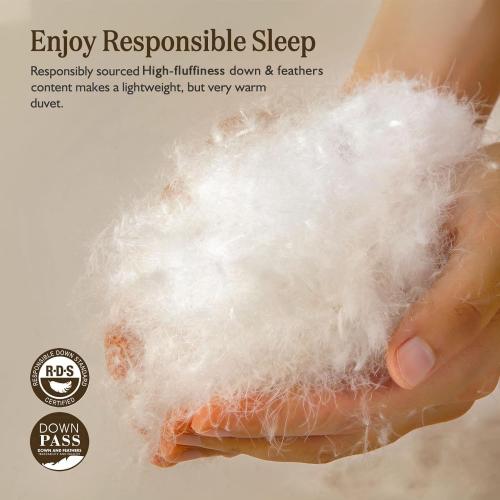 BPC Lightweight Organic Feather Down Comforter King Size, Hotel Luxury Duvet Insert with 100% Cotton Cover and Puffy Feather Down Filling, for Summer/Hot Sleepers, Ivory White, 106x90 Inches