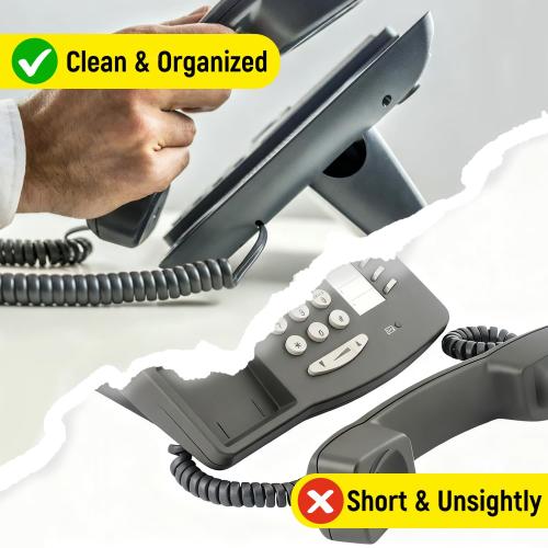 Uvital 2 Pack Phone Cord for Landline, 1.4 FT Telephone Handset Cord, Black