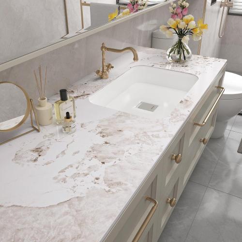 YENHOME 30X118 Removable Marble Countertop Contact Paper Waterproof Brown Marble Contact Paper for Countertops Self Adhesive Vinyl Wallpaper for Bathroom Kitchen Backsplash Wrap Vinyl Wall Covering
