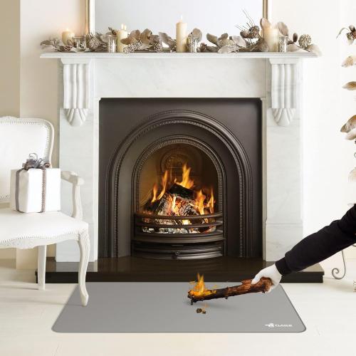 FLASLD Multi-Purpose Fireproof 24 X 42 inches Floor Mat for Indoor or Outdoor Use, Grill Pad for Fireplace, Kitchen Stove, CookTop and Hearth, Premium Deck and Patio Grill Mat, Silver Gray