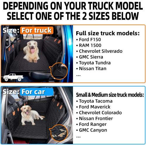 Truck Dog Seat Cover Back Seat,Back Seat Extender for Truck,Dog Hammock,Hard Bottom Car Seat Cover,Pet Seat Cover for F150/RAM1500/Silverado