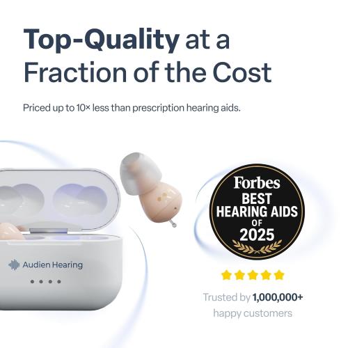 Audien Hearing ATOM PRO 2 Wireless Rechargeable OTC Hearing Aids, Premium Comfort Design and Nearly Invisible