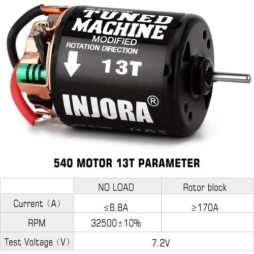 INJORA 540 Brushed Motor 13T Waterproof Motor for 1/10 RC Drift Cars Tamiya HPI Kyosho On-Road Car（13T）