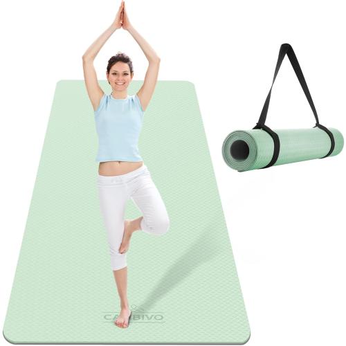 CAMBIVO Extra Wide Yoga Mat for Women and Men (72/84x 32x 1/4) TPE Workout Mat, Non-slip Large Exercise Fitness Mat for Yoga, Pilates, Workout