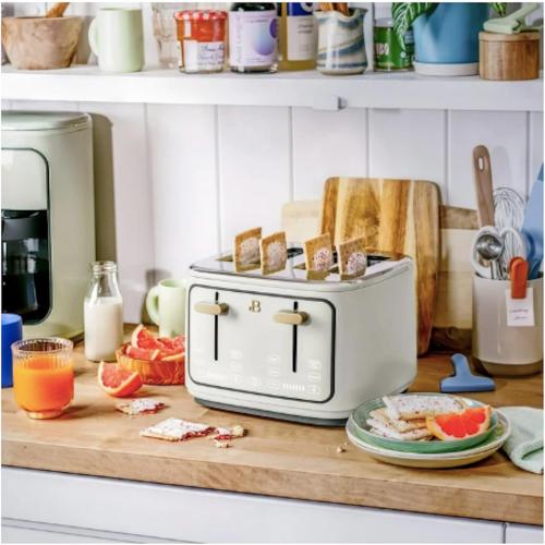 4-Slot Toaster with Touch-Activated Display (White) NEEDS CLEANING