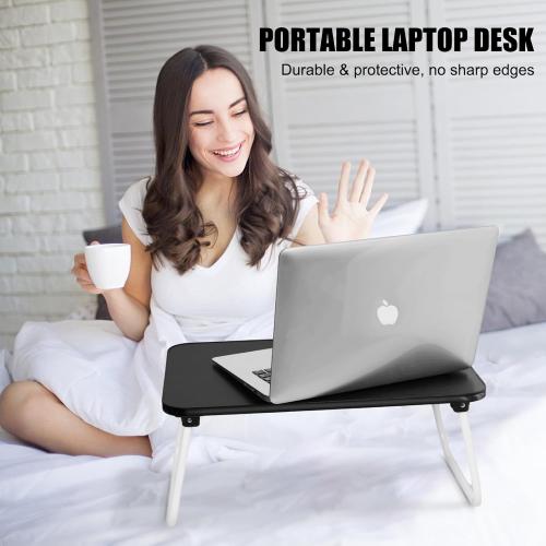 Lap Desks Laptop Tray for Bed or Couch, Breakfast Serving Tray with Folding Legs,Portable & Lightweight Mini Table, Laptop Stand for Working, Reading and Writing,Black