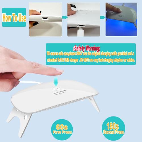 Kepma UV LED Nail Dryer Mini lamp Portable Curing Light for Gel Nail Polish,6w(White)