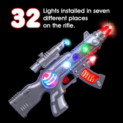 Silver ArtCreativity Light Up Space Gun Toy for Kids - 12.5 Inch Alien Blaster with Multicolor LEDs, Sound Effects, Batteries Included, Fun Halloween Costume Accessory and Party Toy