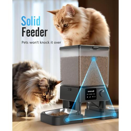oneisall Automatic Cat Feeder with 5G WiFi, Automatic Cat Food Dispenser for 2 Cats Small Pets, 20 Cups/5L Timed Dry Food Dispenser with APP Control