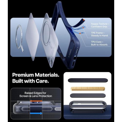 TORRAS Strong Magnetic & Seamless Stand for iPhone 17 Pro Case, Deep Blue | Fit for MagSafe, Adjustable Kickstand, Shockproof Case for iPhone 17 Pro Phone Case with Kickstand, Slim, Translucent