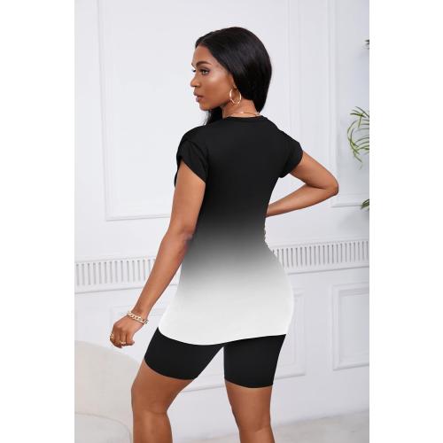 PINSV Women 2 Piece Outfits Summer Sweatsuits Biker Short Workout Jogger Sets